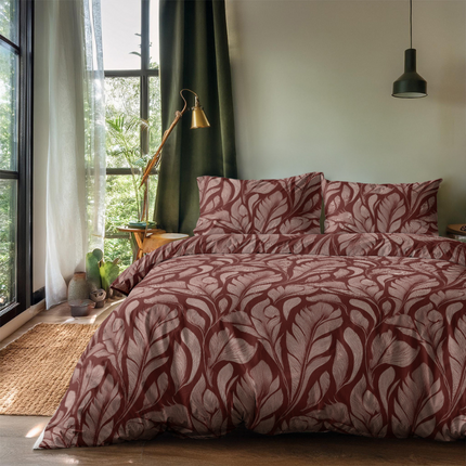 Zydante Dekbedovertrek Burgundy Leafs